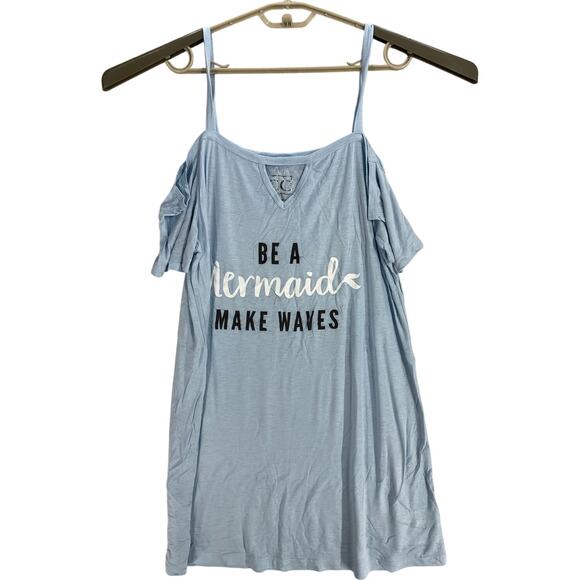 Curvy Couture Sleep Shirt Women Plus Size 1X Blue Be A Mermaid Make Waves STAIN - Picture 1 of 7